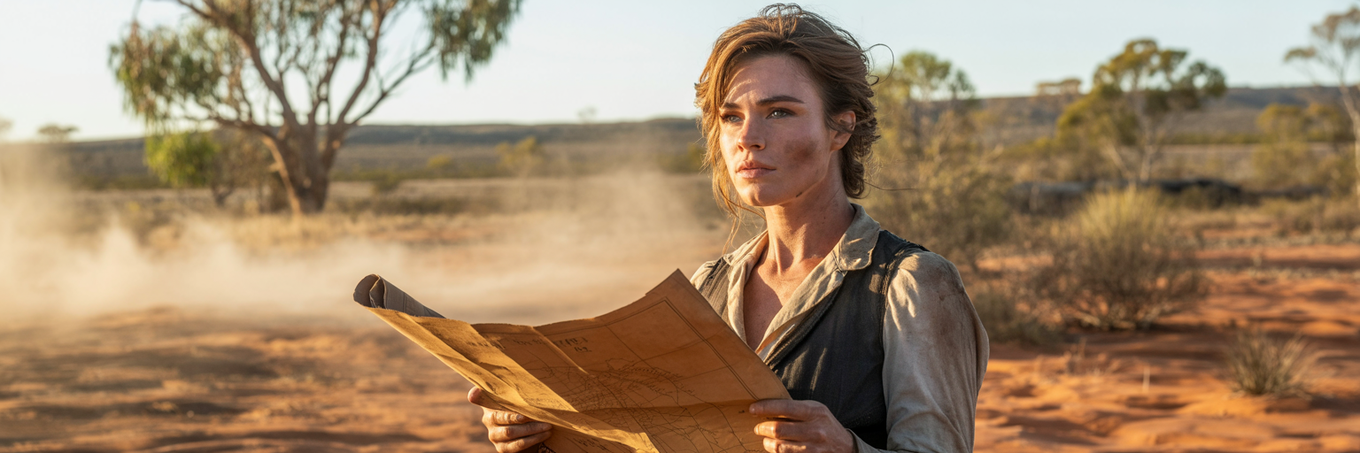 Australian woman with map